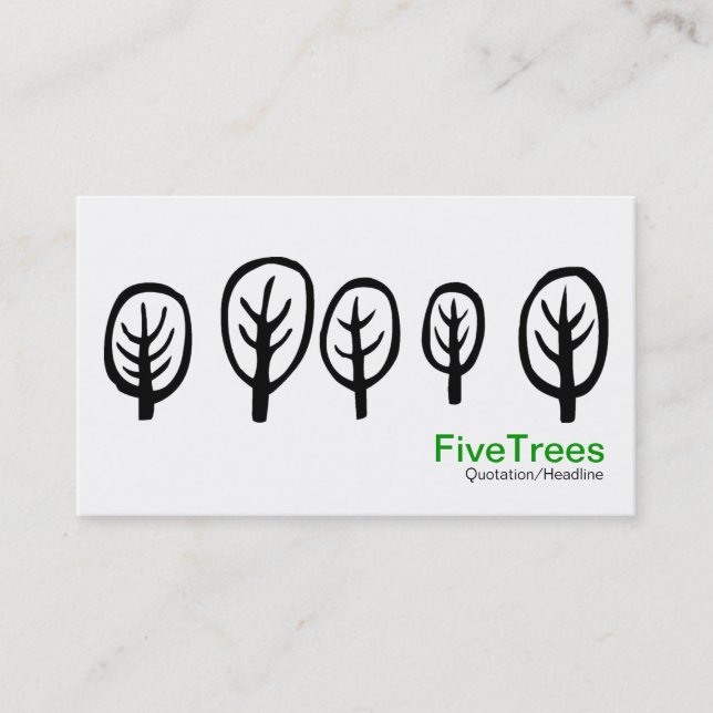 Five Trees - Black on White Business Card (Front)