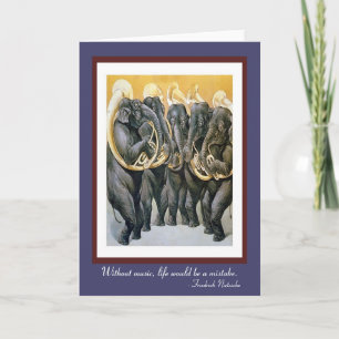 Five Tuba Playing Elephants Card