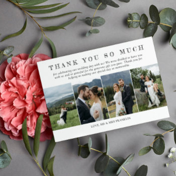 Five Wedding Photos Sketched Font Thank You by Paperpaperpaper at Zazzle