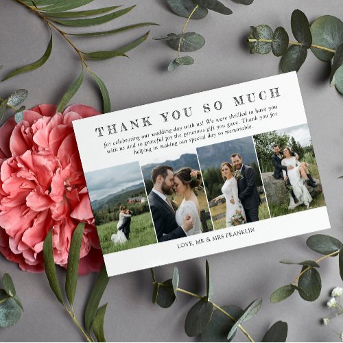 Five Wedding Photos Sketched Font Thank You