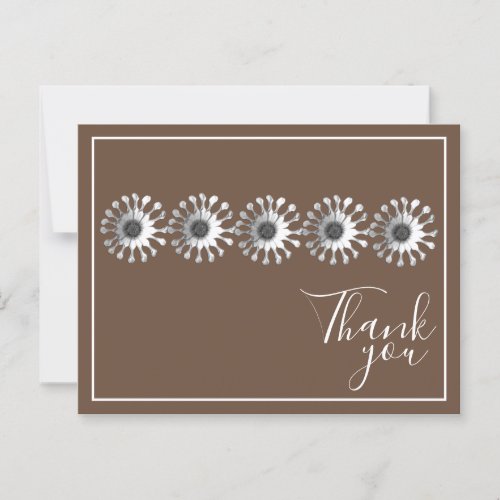 Five White Daisies Brown Background Thank You Postcard
