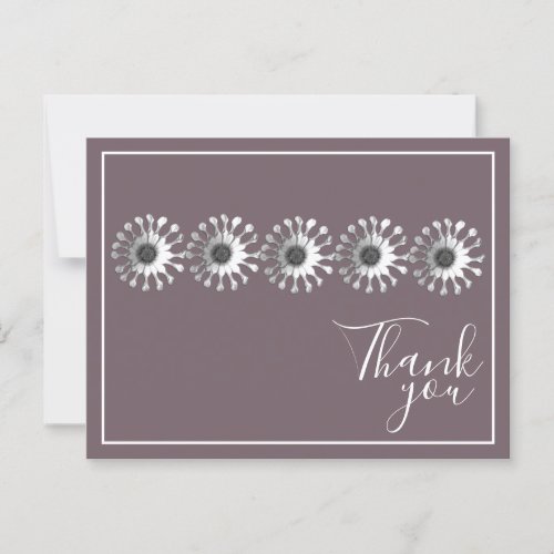 Five White Daisies Mauve Background Thank You Postcard