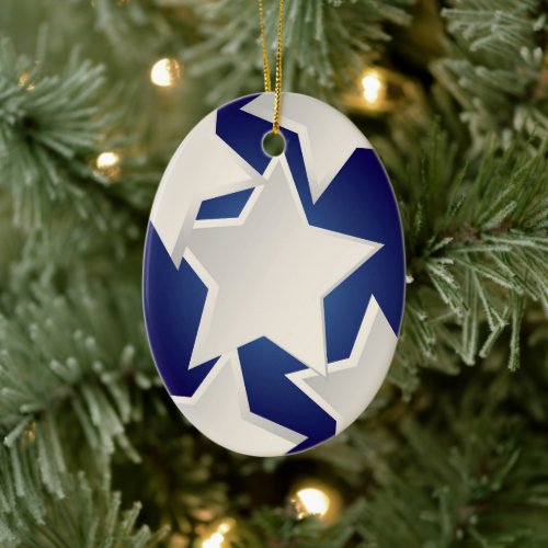 Five white stars ceramic ornament
