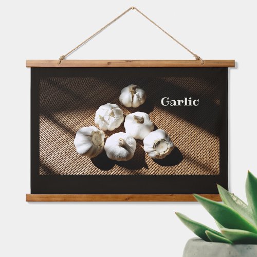 Five Whole Cloves of Garlic Rustic Kitchen Hanging Tapestry