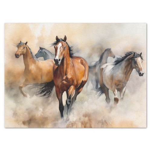 âœFive Wild Mustangsâ Dusty Western Watercolour Tissue Paper