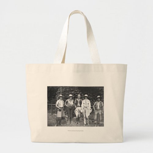 Five women at the dude ranch large tote bag