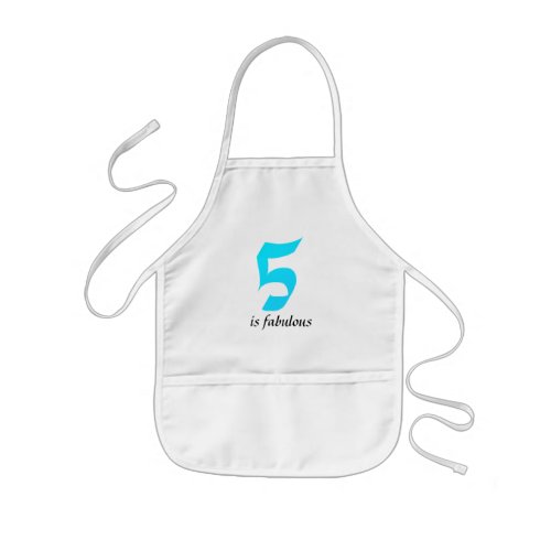 Five Year Old Birthday Boys Age 5 Teal Blue Kids Apron