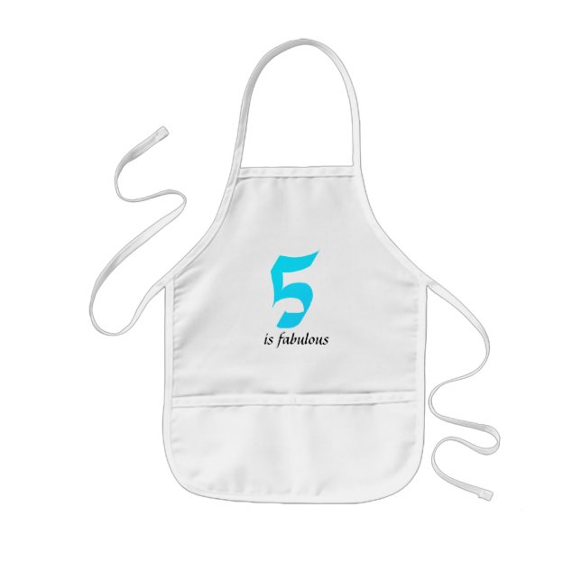 Five Year Old Birthday Boys Age 5 Teal Blue Kids' Apron (Front)
