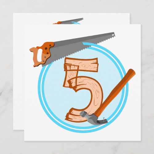 Five Year old Boy Birthday TOOLS Invitation