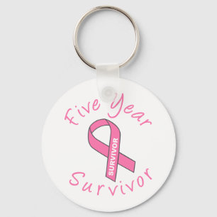 Five Year Survivor (Circle Pink Ribbon) Keychain