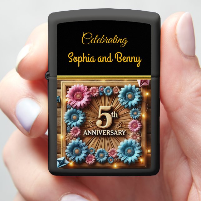 Five Years of Joyful Memories 5th Anniversary. Zippo Lighter (In Hand)