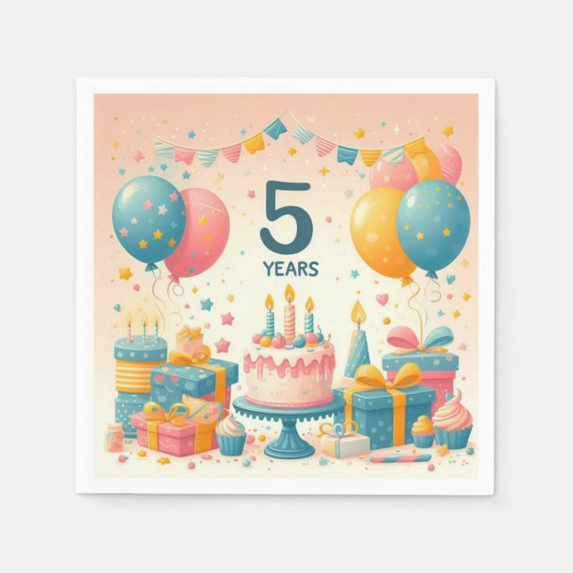 five years old birthday napkins (Front)