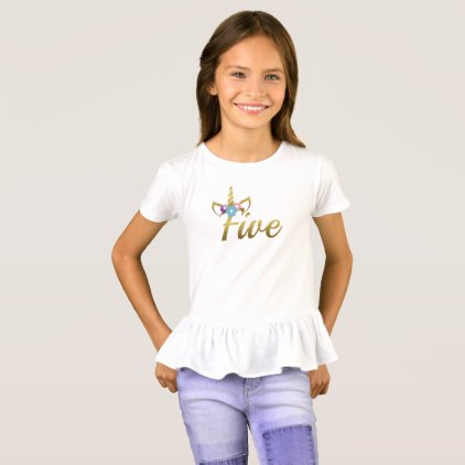Five years old Unicorn Birthday Girl for Kids T-Shirt