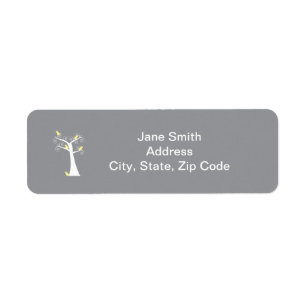 Five Yellow Birds in a Tree Label