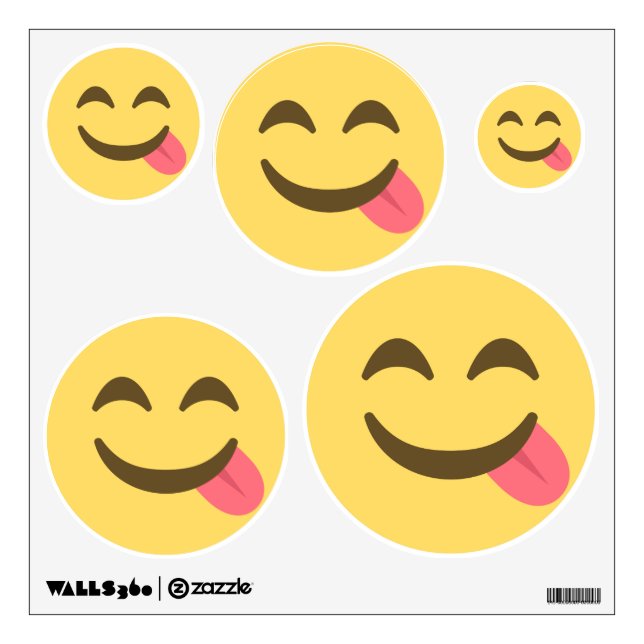 Five Yummy Face Nom Nom Emoji Wall Decal (Front)