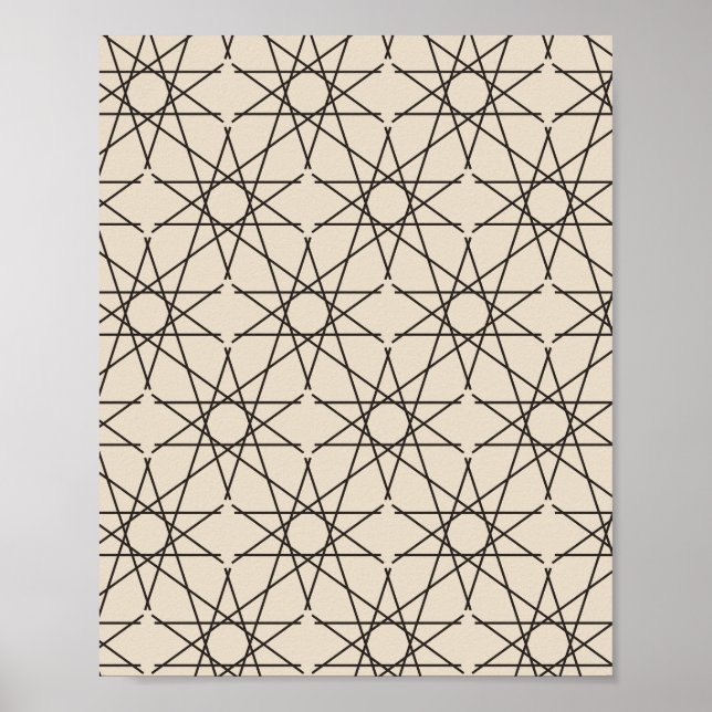 Fivefold Star Geometry in Sand and Ink Poster (Front)