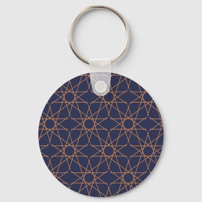 Fivefold Star Geometry Indigo Copper Keychain (Front)