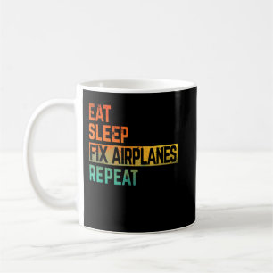 Fix Airplane Mechanic Eat Sleep Repeat Watercolor Coffee Mug