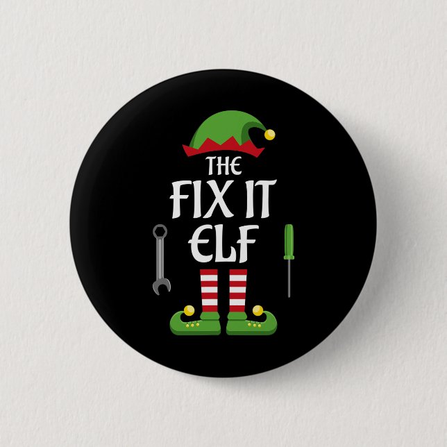 Fix It Elf Family Matching Group Christmas  Button (Front)