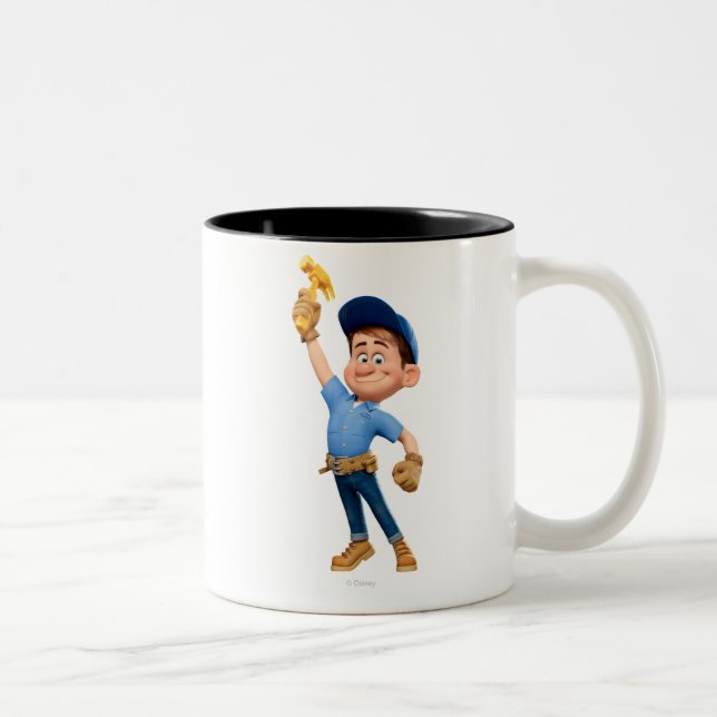 Fix-It Jr Holding Hammer in the Air Two-Tone Coffee Mug (Right)