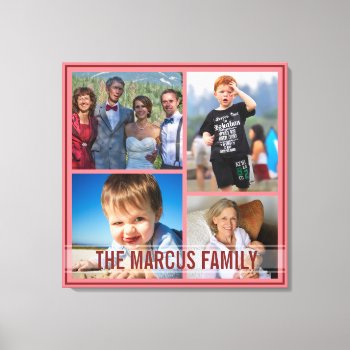 Fix Red Border Custom Family Photo Collage Canvas Print by MalaysiaGiftsShop at Zazzle