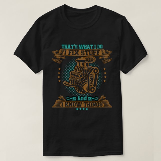 Fix Stuff Mechanic Vintage Engine Tee (Design Front)