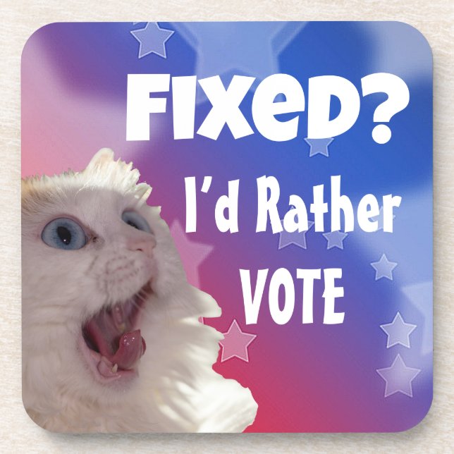 Fixed? I’d Rather Vote  Beverage Coaster (Front)