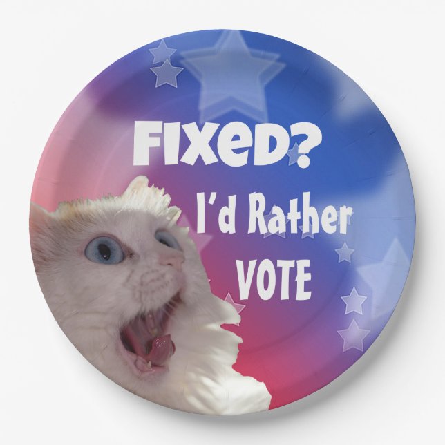 Fixed? I’d Rather Vote  Paper Plates (Front)