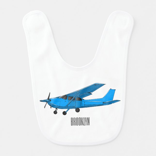 Fixed-wing aircraft cartoon illustration baby bib (Front)