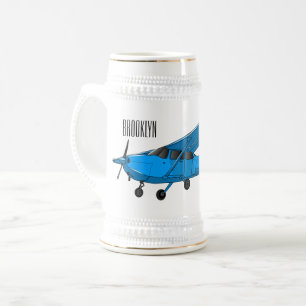 Fixed-wing aircraft cartoon illustration beer stein