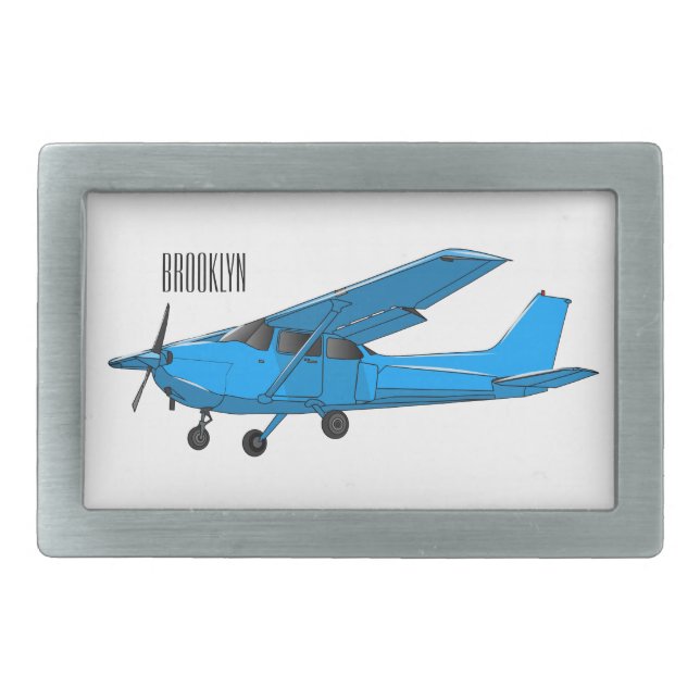 Fixed-wing aircraft cartoon illustration belt buckle (Front)