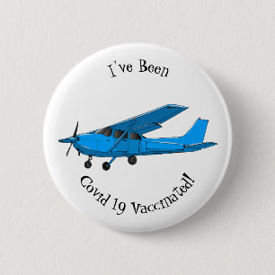 Fixed-wing aircraft cartoon illustration button