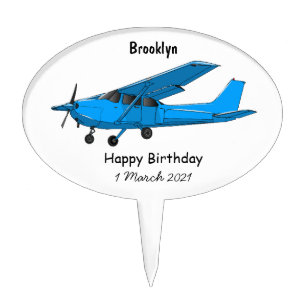 Fixed-wing aircraft cartoon illustration cake topper