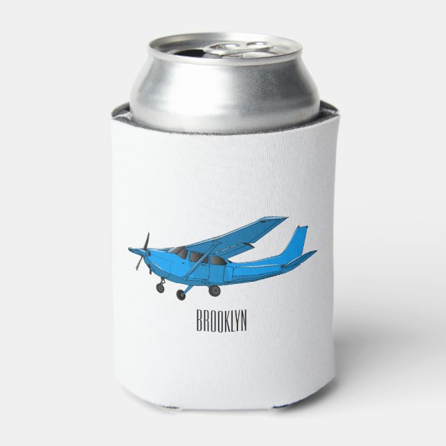 Fixed-wing aircraft cartoon illustration can cooler (Can Front)