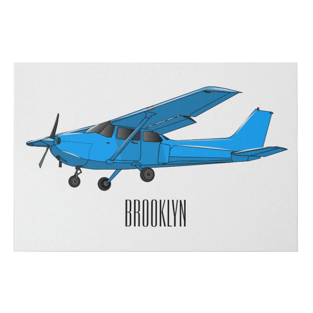 Fixed-wing aircraft cartoon illustration faux canvas print (Front)