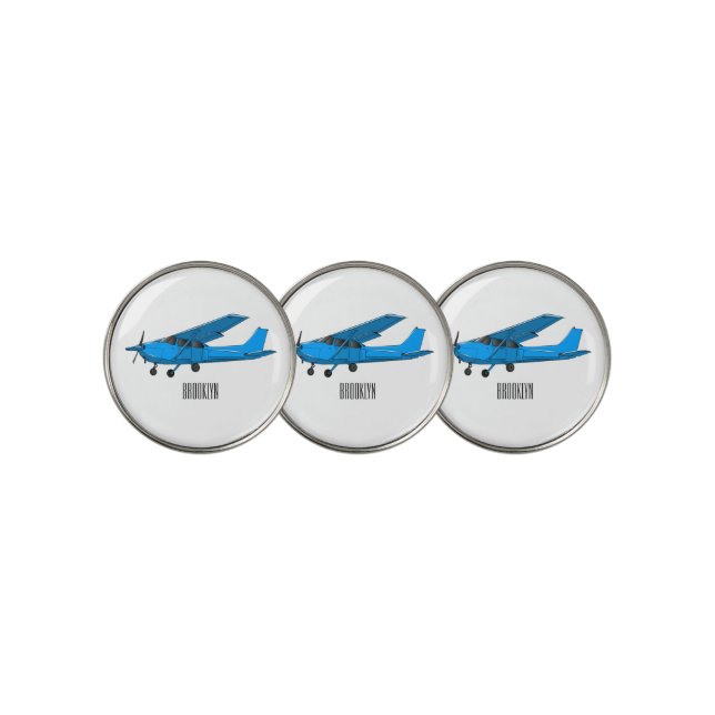 Fixed-wing aircraft cartoon illustration golf ball marker (3 Up)