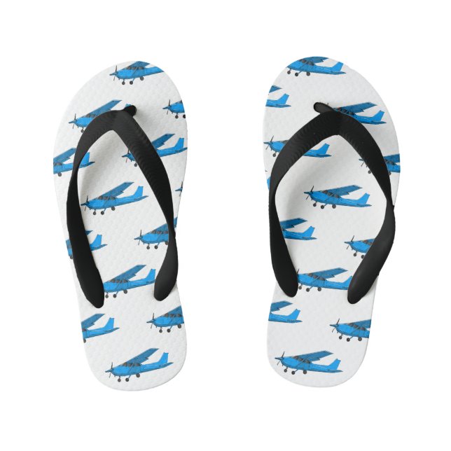 Fixed-wing aircraft cartoon illustration kid's flip flops (Footbed)