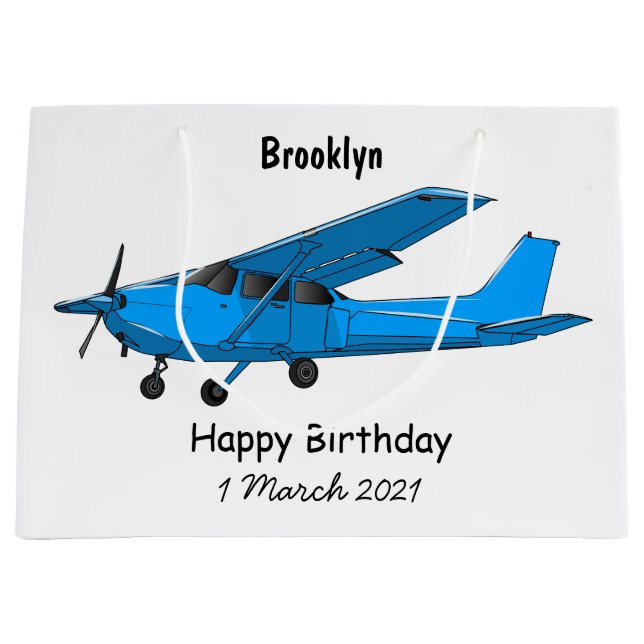 Fixed-wing aircraft cartoon illustration large gift bag (Front)