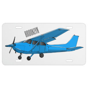 Fixed-wing aircraft cartoon illustration license plate