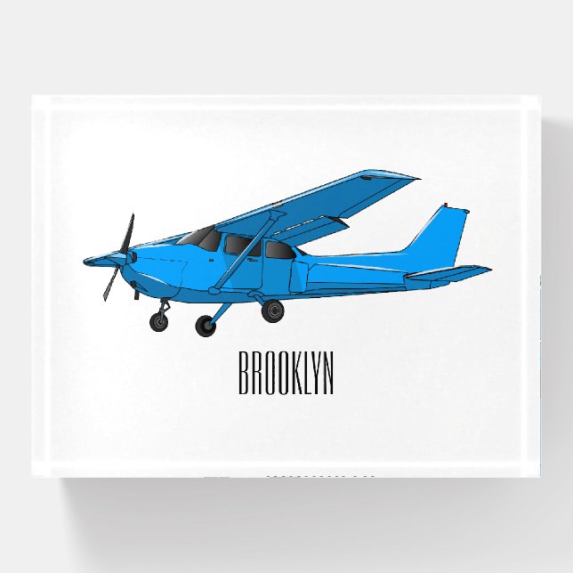 Fixed-wing aircraft cartoon illustration paperweight (Front)