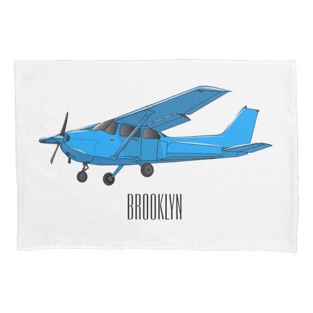 Fixed-wing aircraft cartoon illustration pillow case (Front)