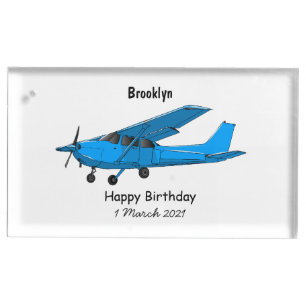 Fixed-wing aircraft cartoon illustration place card holder
