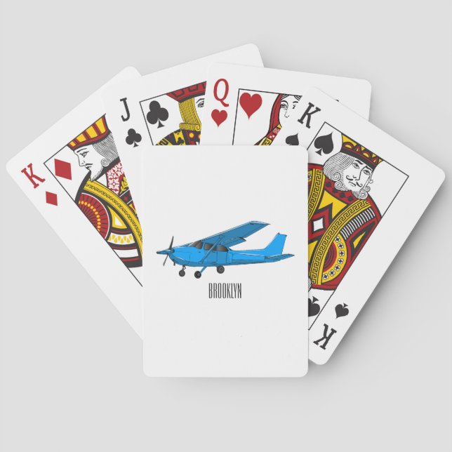 Fixed-wing aircraft cartoon illustration poker cards (Back)