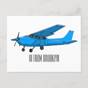 Fixed-wing aircraft cartoon illustration postcard