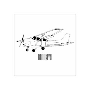 Fixed-wing aircraft cartoon illustration rubber stamp