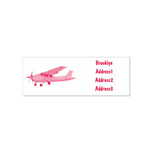 Fixed-wing aircraft cartoon illustration self-inking stamp