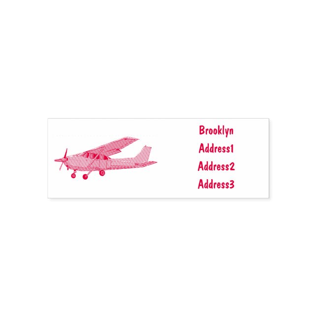 Fixed-wing aircraft cartoon illustration self-inking stamp (Design)