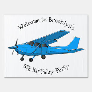 Fixed-wing aircraft cartoon illustration sign
