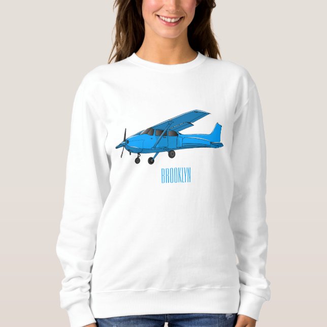 Fixed-wing aircraft cartoon illustration sweatshirt (Front)
