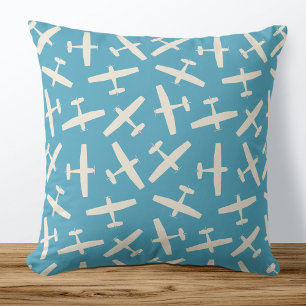 Fixed Wing Aircraft Throw Pillow Blue Pattern